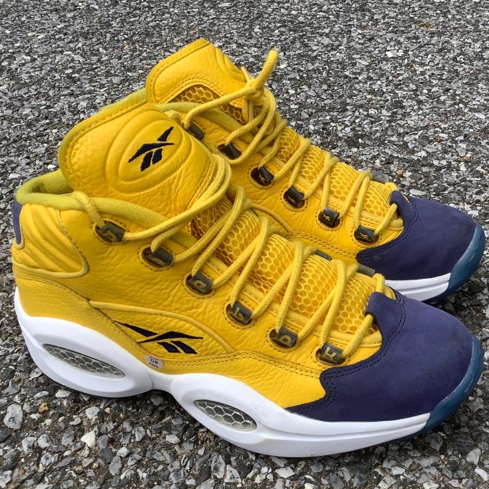 Reebok Question Mid Yellow Purple Allen‎ Iverson Basketball Shoes V72127 Mens 9